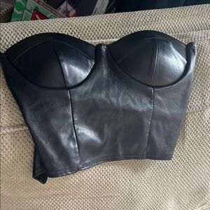 Black Leather Bustier Top